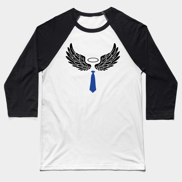 Castiel Wings and Tie Baseball T-Shirt by Wayward Designs by EJM